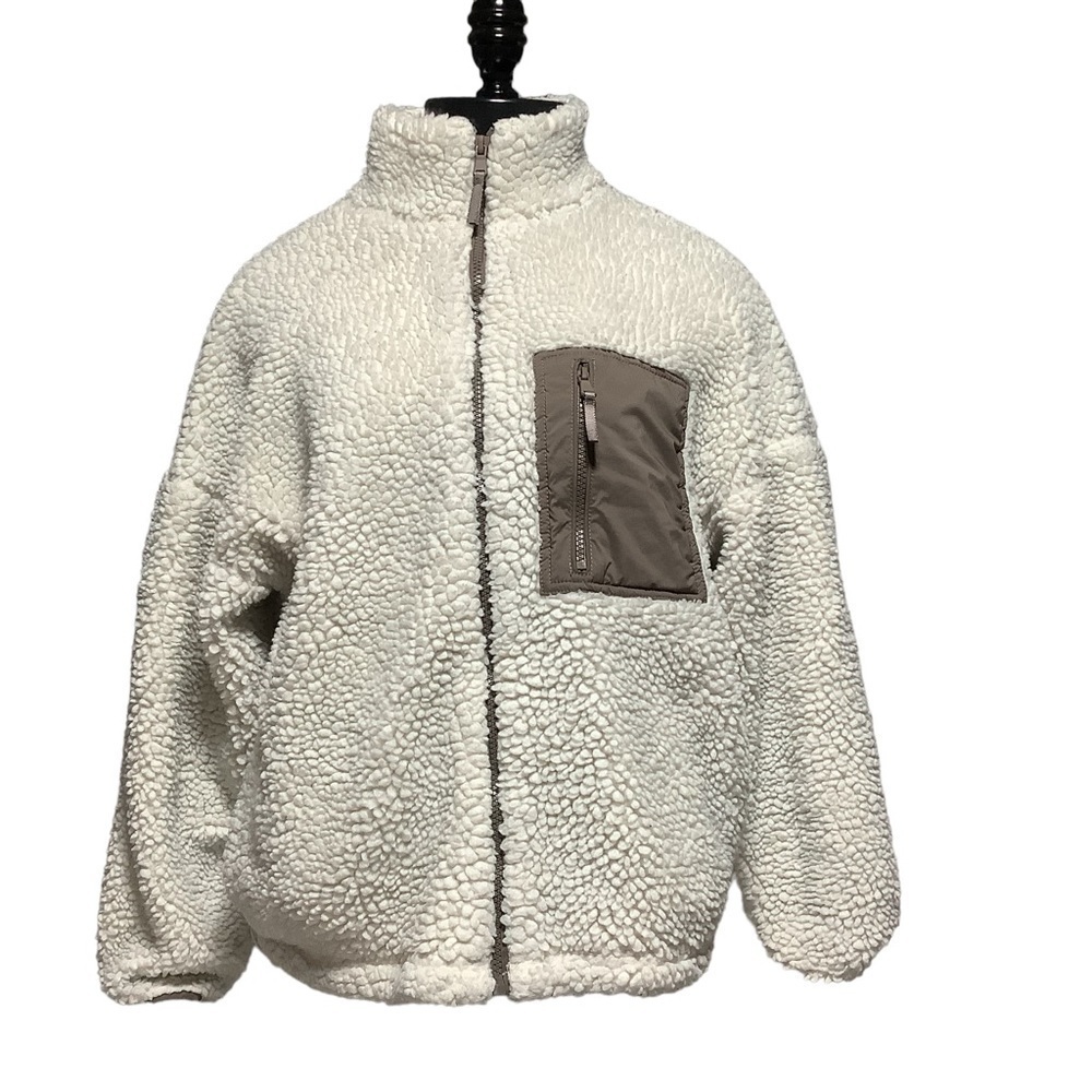 FABLETICS‎ Teddy Full Zip Fleece Jacket XXS Cream Tan Cozy Sherpa